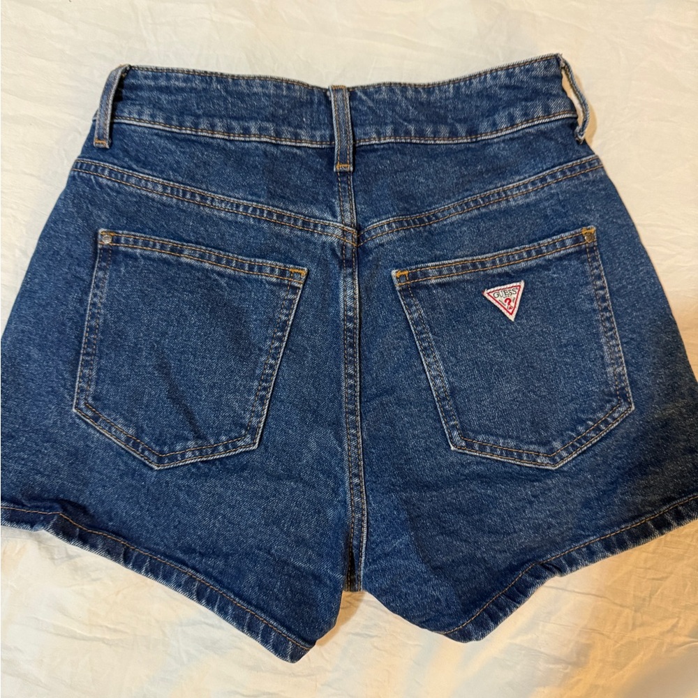 Guess Blue Jean Shorts High-Waisted Distressed